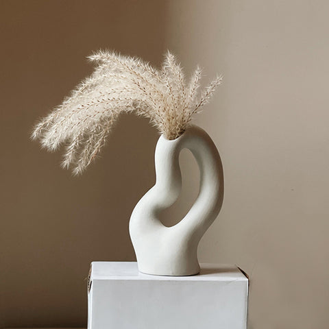 Vase à sculpture en céramique brute unie pour hydroponie