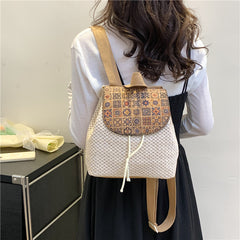 Western Style Travel Women's Straw Backpack Bohemian Style Tassel Bag - Fashionner