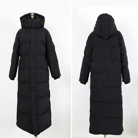Manteau long d'hiver chaud à capuche, veste parka épaisse pour femme