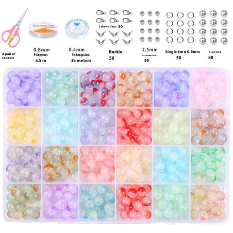 Perles rondes doubles en cristal de verre, kit de matériaux pour bracelet DIY fait à la main, boîte d'accessoires, matériaux pour enfiler les perles