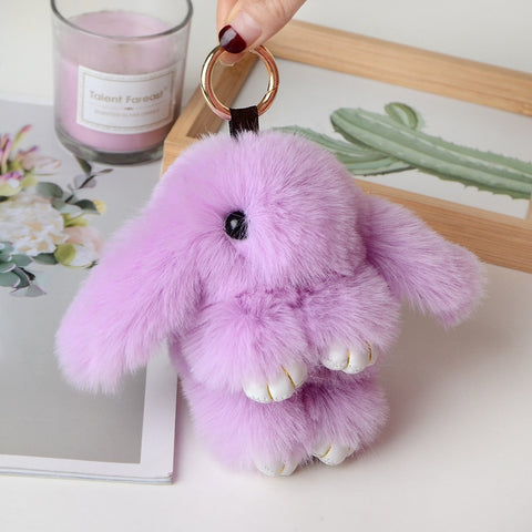 Décoration de porte-clés de voiture avec pendentif en fourrure de lapin