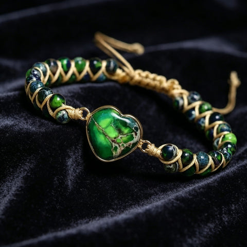 Buy Natural Stone Peach Heart Couple Bracelet, Lover Heart-Shaped Beaded Bracelet, Heart Ornaments online at Fashionner.