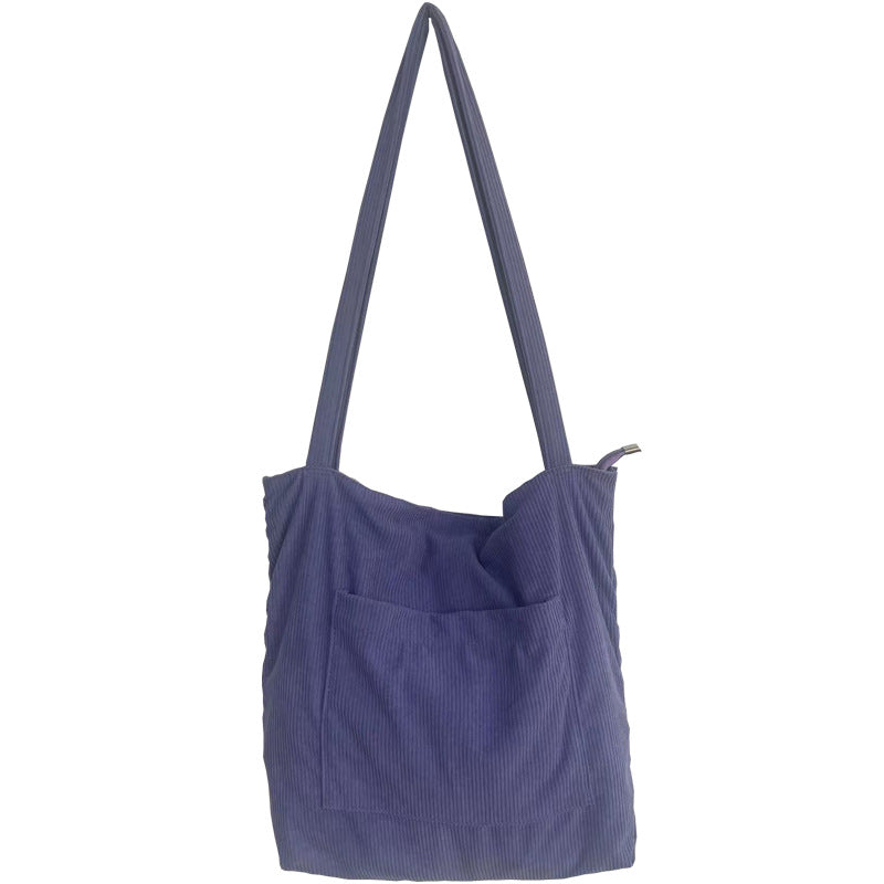 One-shoulder Large Capacity Corduroy Bag Leisure Shopping Bag - Fashionner
