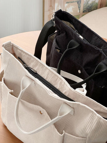 Sacs à bandoulière en velours côtelé épais, simples, passe-partout, sacs de cours, sacs de loisirs pour étudiants, sacoche artistique portable