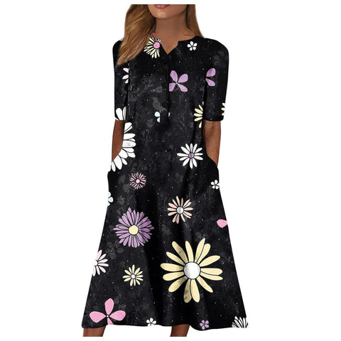 Women's Long Sleeve Long Printed Dress - Fashionner