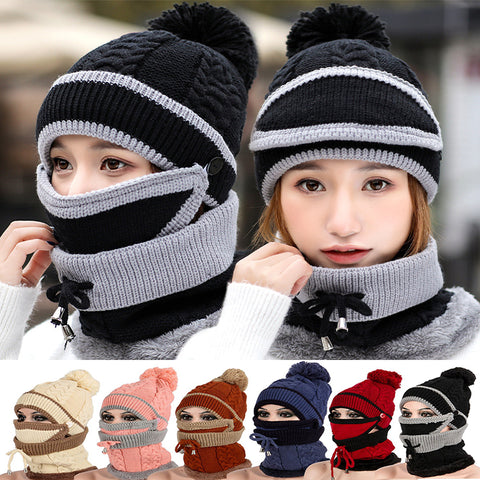 Buy Winter Hat For Women 3Pcs Knitted Beanie Hat Scarf Set Warm Hat online at Fashionner.