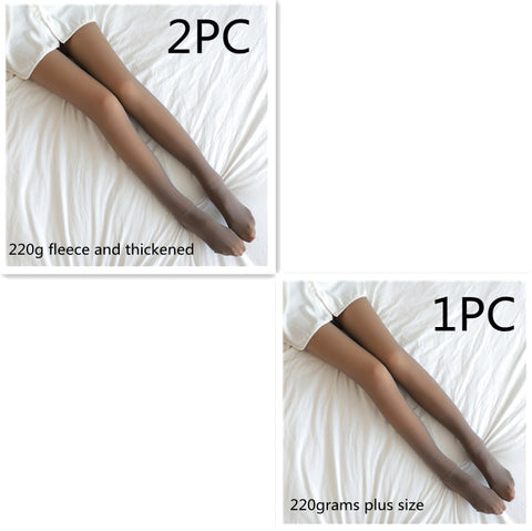 Fake Translucent Plus Size Leggings Fleece Lined Tights Fall And Winter Warm Fleece Pantyhose Women Fleece Lined Pantyhose Thermal Winter Tights - Fashionner