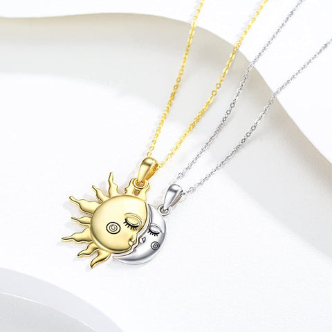 Collier magnétique soleil et étoile en or 18 carats, pendentif de couple tendance, cadeau de Saint-Valentin