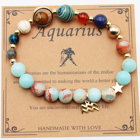 Bracelets Douze Constellations Pierres Naturelles Perles Huit Planètes