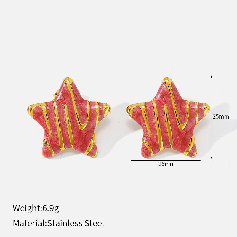 Buy Five-Pointed Star Fashion Light-Luxury Oil-Drop Geometric Stud Earrings online at Fashionner.