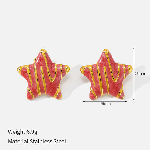 Buy Five-Pointed Star Fashion Light-Luxury Oil-Drop Geometric Stud Earrings online at Fashionner.