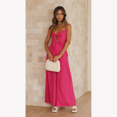 Tied Spaghetti-strap Trendy Jumpsuit - Fashionner