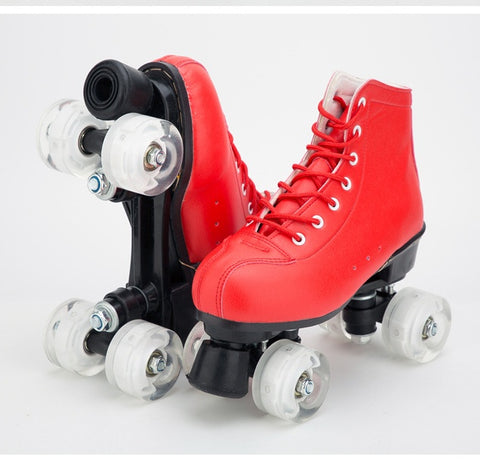 Patins à Double Rangée Big Red Cowhide avec Roues Lumineuses et Résistantes à l'Usure