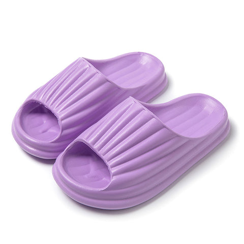 Home Slippers Women Men New Solid Striped Peep-toe Shoes House Floor Bathroom Slippers For Couple - Fashionner