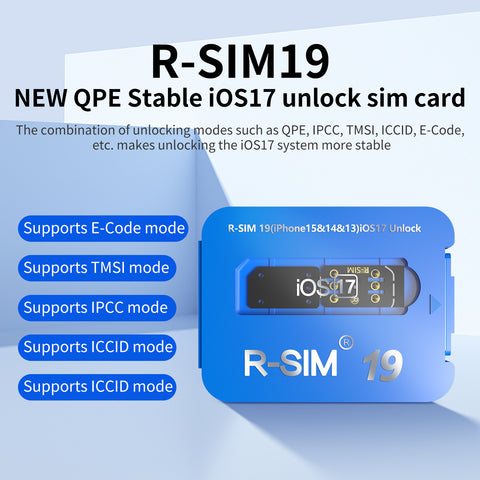 NOUVELLE Carte SIM de Déverrouillage QPE Stable IOS17 CLUB RSIM 19