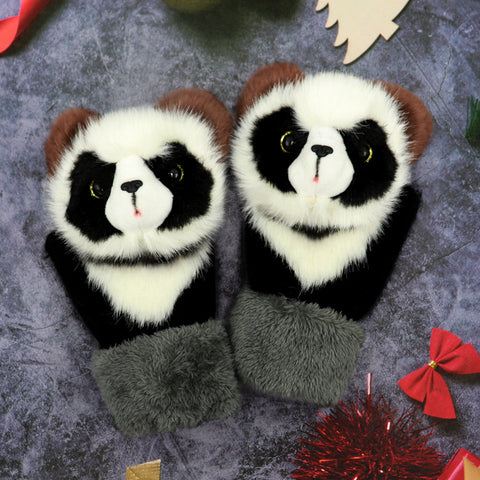Gants d'hiver en peluche animaux pour femmes
