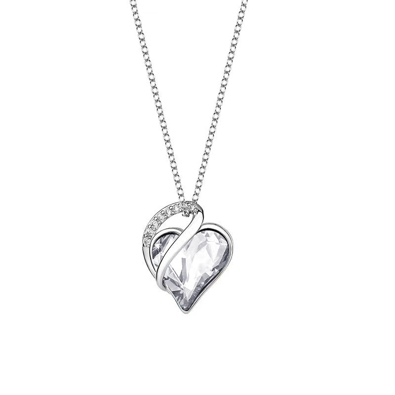 925 Sliver Heart Shaped Geometric Necklace Jewelry Women's Clavicle Chain Valentine's Mothers Day Gift - Fashionner