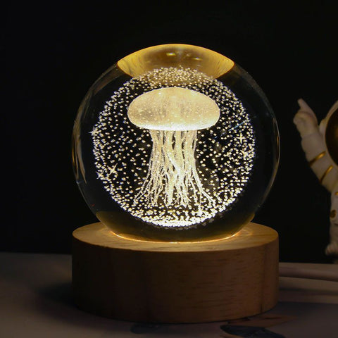 Ciel étoilé lumineux et planètes Lune Cristal de Lune Veilleuse Lampe de projection Lumière d'ambiance Cadeau créatif Nouveau cadeau insolite