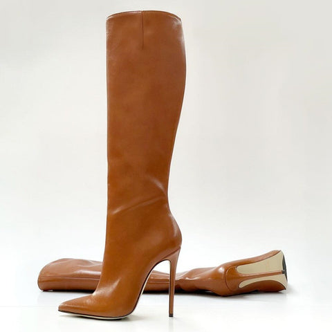 Pointed Toe Stiletto Heel High Leg Boot Foreign Trade Women's Boots - Fashionner