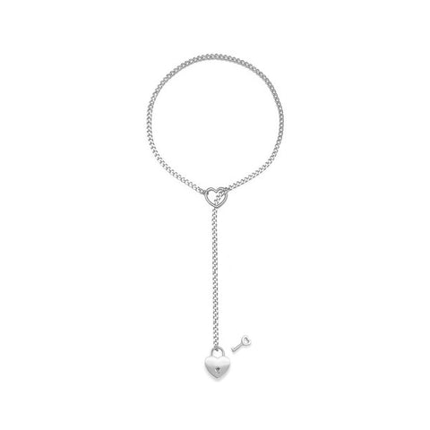 Collier réglable en forme de cœur, maille cubaine