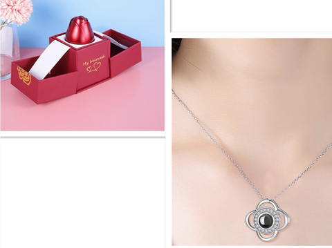 Hot Valentine's Day Gifts Metal Rose Jewelry Gift Box Necklace For Wedding Girlfriend Necklace Gifts - Fashionner