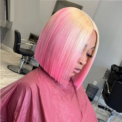 Cheveux humains de haute qualité, avant en dentelle dégradée semi-mécanique