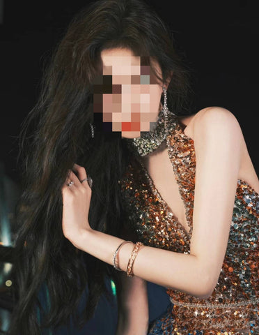 Robe de soirée élégante de hôtesse de banquet avec paillettes