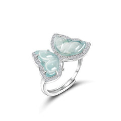 Ice Jade Stone S925 Silver Inlay Women's Fashion Rings Ear Studs