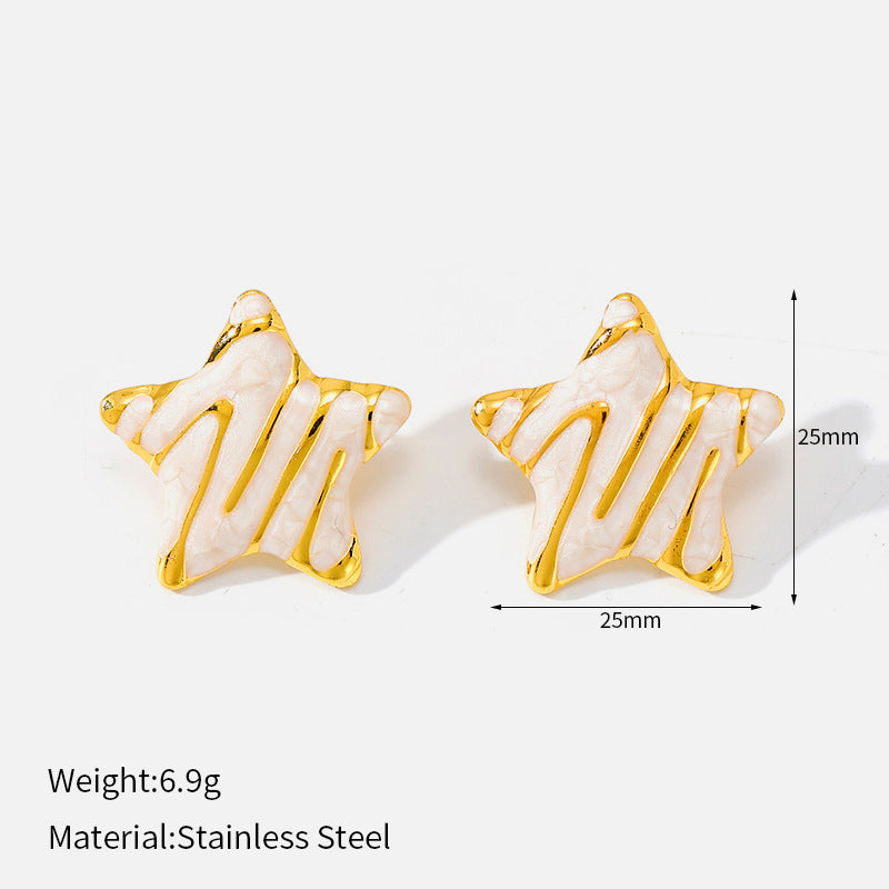 Buy Five-Pointed Star Fashion Light-Luxury Oil-Drop Geometric Stud Earrings online at Fashionner.