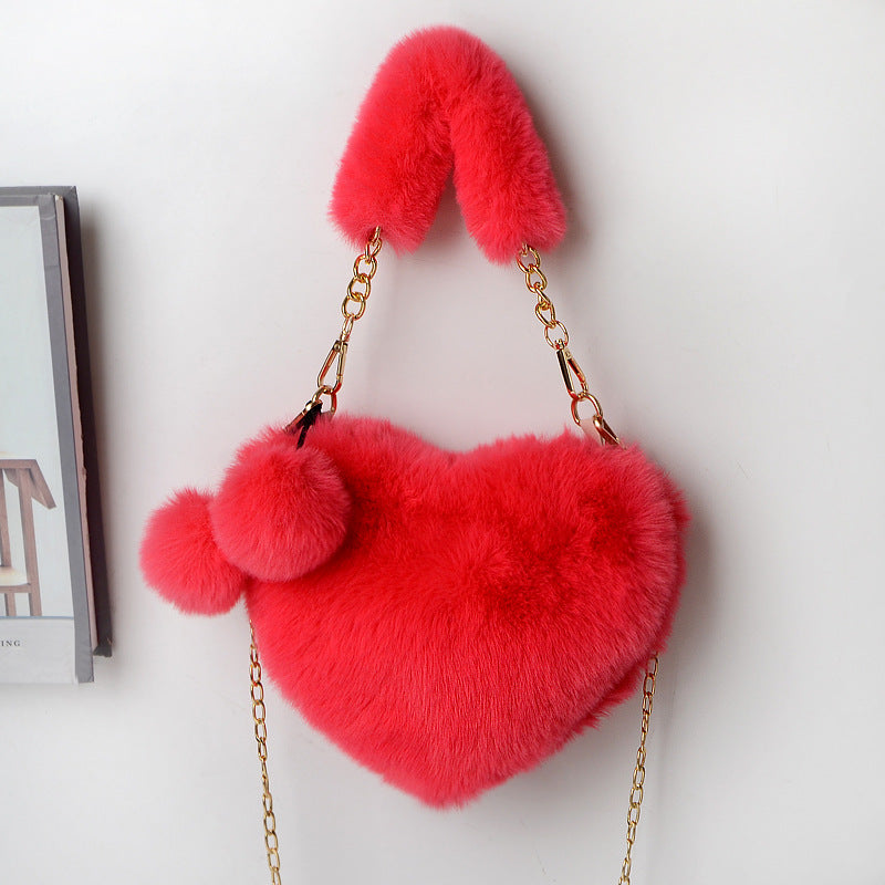 Love Bags Soft Plush Handbags Women Valentine's Day Party Bag - Fashionner