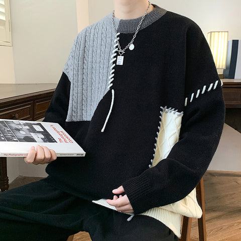 Pull colorblock Pull-over Hiver Mode Manche longue Vêtements pour hommes