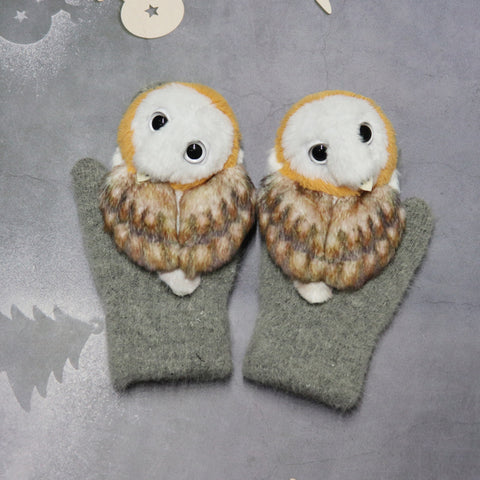 Gants d'hiver en peluche animaux pour femmes