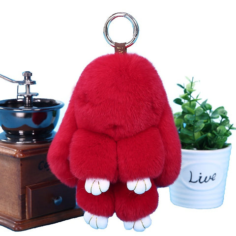 Décoration de porte-clés de voiture avec pendentif en fourrure de lapin