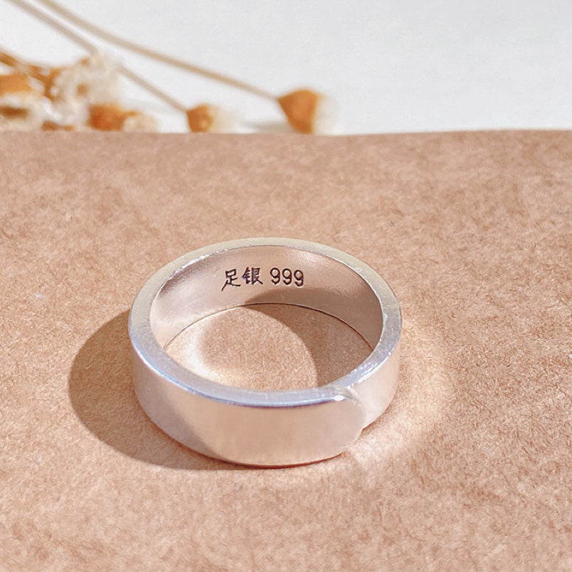 Buy 1Pcs 999 Sterling Silver Polished Band Statement Ring, Elegant Simple Style, Ideal For Birthdays & Holiday Gifts online at Fashionner.