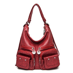 Women's Large Capacity Soft Leather Textured Shoulder Bag - Fashionner