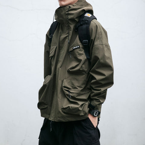Veste à Capuche Homme, Coupe Ample, Poches 3D, Coupe-Vent Fonctionnel, Vêtement Décontracté