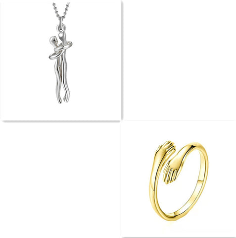 Love Hug Necklace Unisex Men Women Couple Jewelry Simple Temperament Clavicle Chain Valentines Day Lover Gift - Fashionner