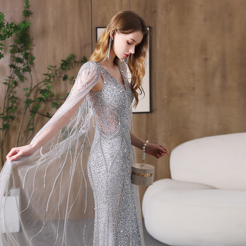 Robe de soirée sirène amincissante pour hôtesse de banquet