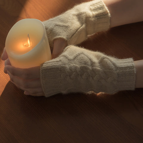 Gants sans doigts torsadés en cachemire pour femme, nouvelle collection automne et hiver