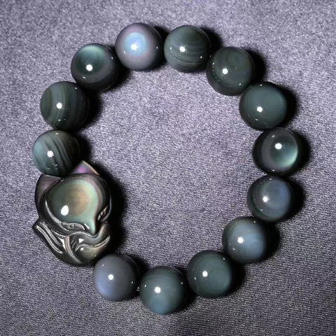 Obsidian Fox Carved Bracelet Couple Bracelet