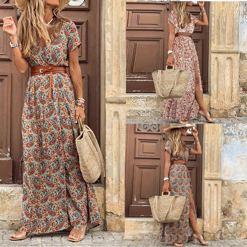 Buy Fashionable Boho V-Neck Floral Dress online at Fashionner.