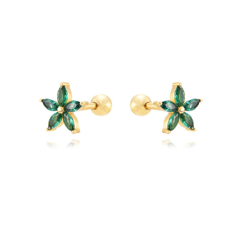 Buy Womens Color Zircon Purple Bauhinia Flower Earrings online at Fashionner.