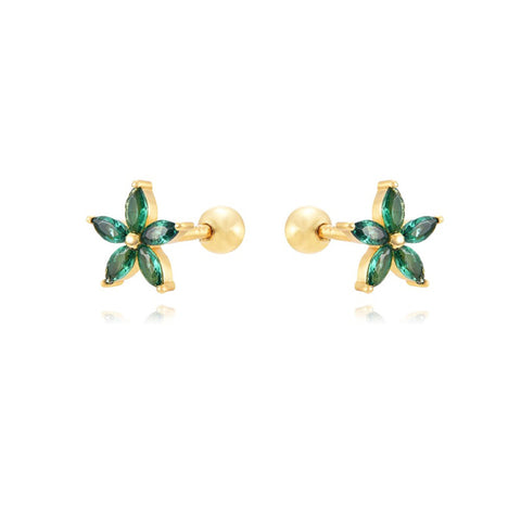 Buy Womens Color Zircon Purple Bauhinia Flower Earrings online at Fashionner.