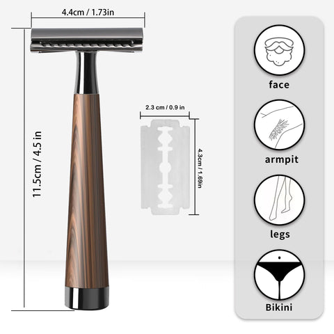 Rasoir pour homme manche en bois brossé