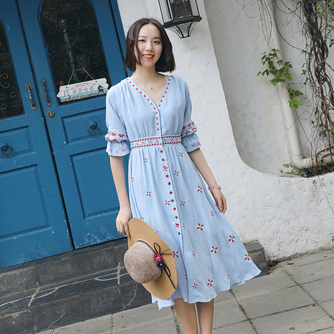 Buy Ethnic Boho Embroidered Dress Women'S Beach online at Fashionner.