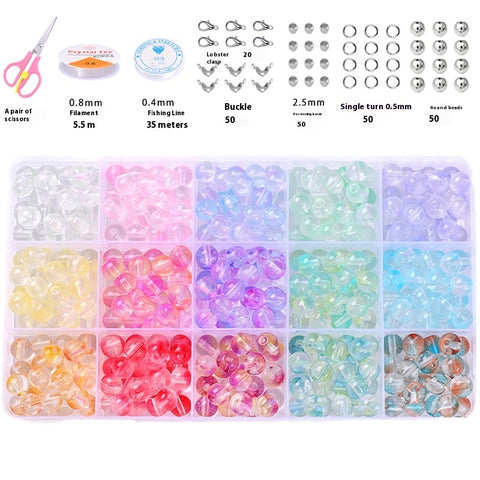 Perles rondes doubles en cristal de verre, kit de matériaux pour bracelet DIY fait à la main, boîte d'accessoires, matériaux pour enfiler les perles