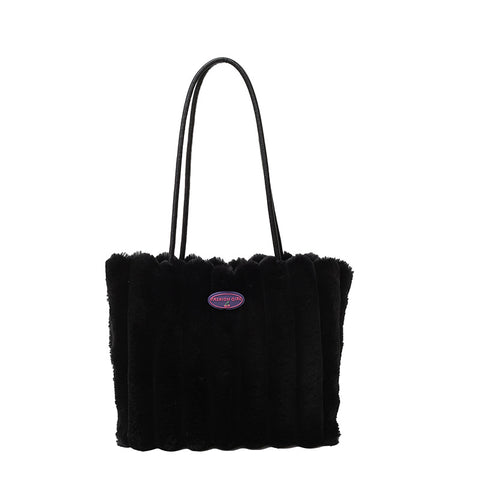 Autumn And Winter Plush New Casual Shoulder Large Capacity Totes