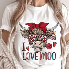 Women's T-shirt Summer Irregular Digital Printing Fashion Loose V-neck Color Short Sleeve Top - Fashionner