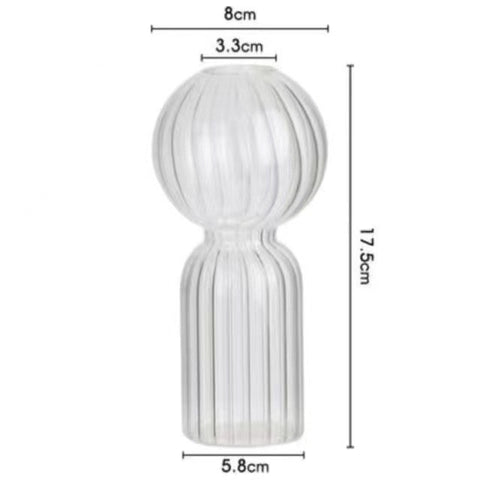 Vase en verre créatif ins, vase en verre transparent rayé, ornements décoratifs de table, vase simple pour fleurs hydroponiques