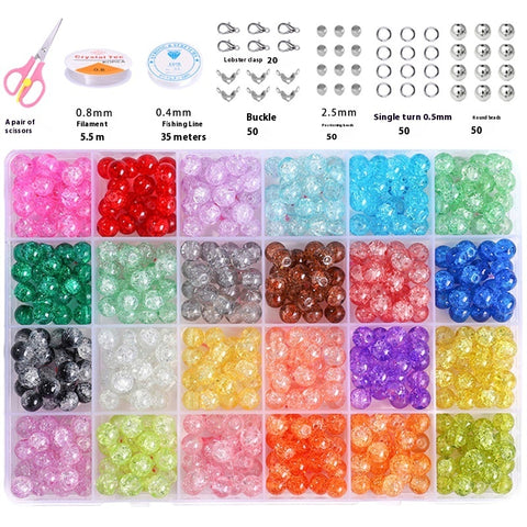 Perles rondes doubles en cristal de verre, kit de matériaux pour bracelet DIY fait à la main, boîte d'accessoires, matériaux pour enfiler les perles
